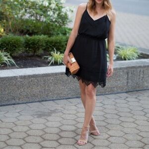 cupcakes & cashmere Black Lace Hem Mini Dress